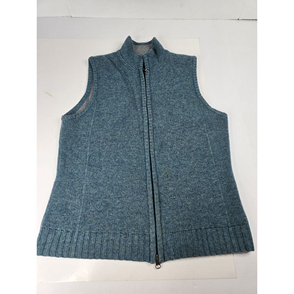 Eddie Bauer Women's Lambswool Blend Full Zip‎ Knit Sweater Vest M Medium County